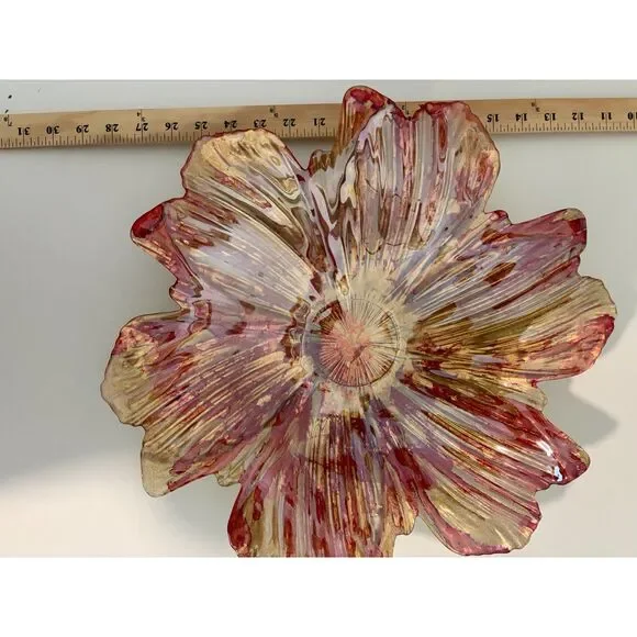 15" decorative bowl gold/red flower - Picture 7 of 7